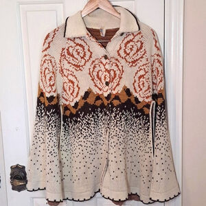 Vintage Sturbridge Roosevelt Knit Button Front Poncho